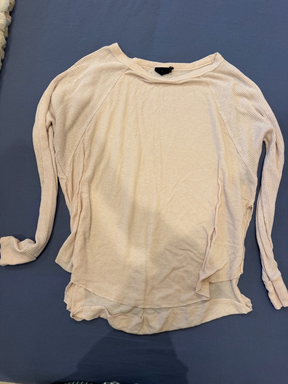 Urban Outfitters Light Cream Ribbed Long-Sleeve Top